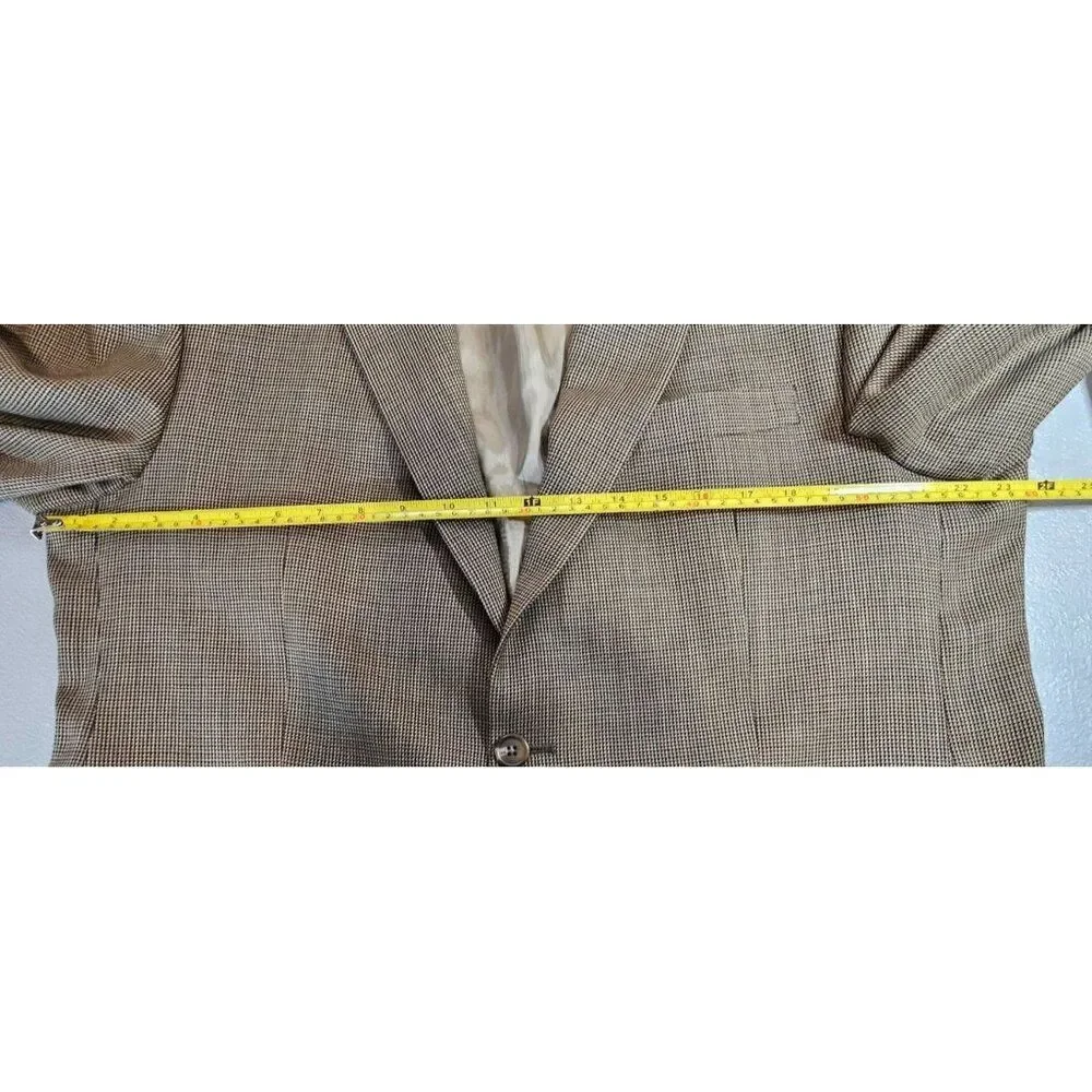 Lauren Ralph Lauren Mens 43L Tan Brown Houndstooth Wool Two Button Blazer